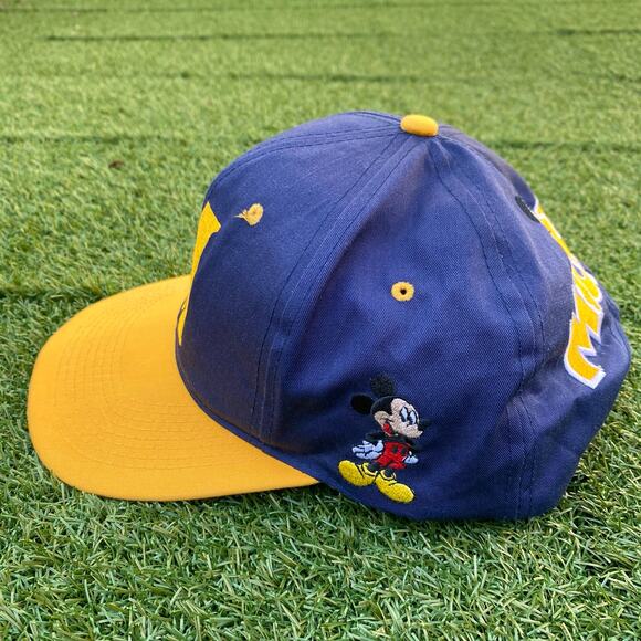 Mickey Mouse 1990's Vintage Snapback Hat Disney Blue Yellow - Picture 2 of 4